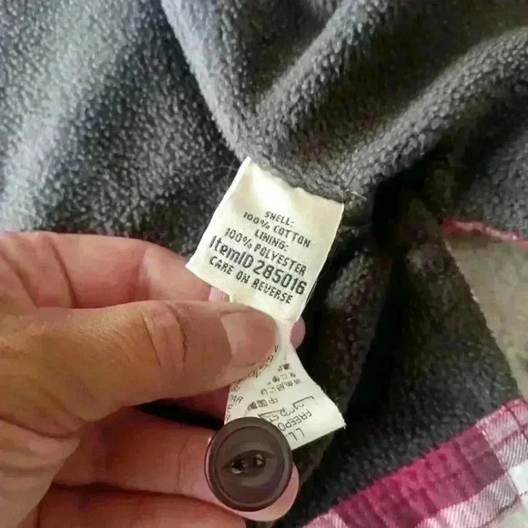 L.L. Bean Womens Pink Flannel Fleece Lined Shacket XS PET - Picture 10 of 13